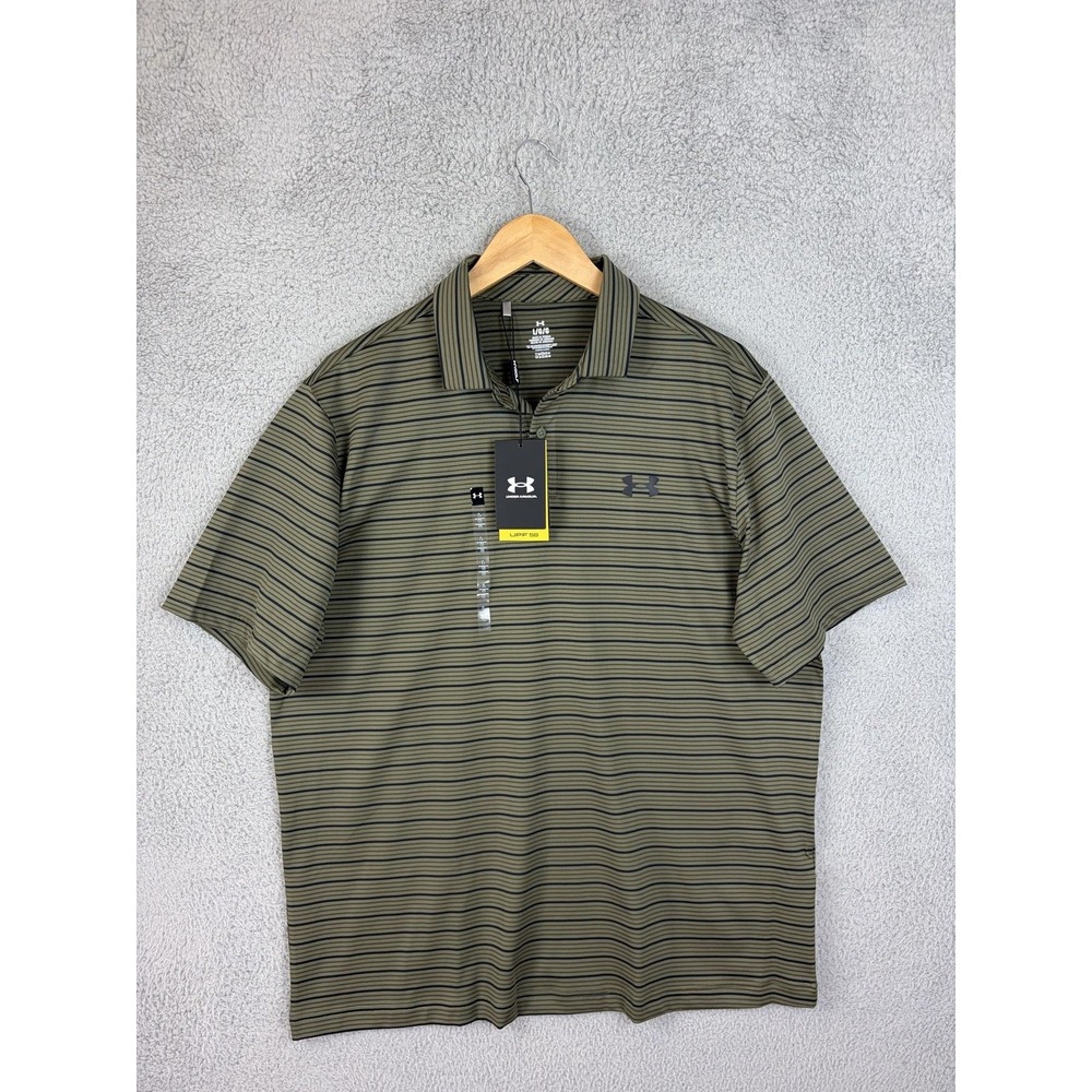 Under Armour Mens UA Matchplay Stripe Golf Polo Shirt Green Large 6010980 NEW